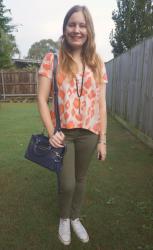 Printed Tees and Colourful Jeans With Navy Micro Regan Crossbody Bag