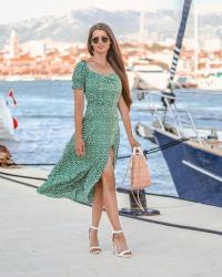 SHEIN FLORAL GREEN BOHO DRESS