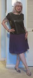 Lavender Bookending Leather and Purple Pleats