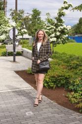 Summer Style: Plaid Blazer + Faux Leather Shorts