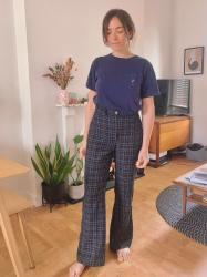 Checked linen flared trousers, & some thoughts on buying patterns on Etsy