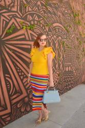 Colorful Striped Pencil Skirt