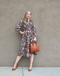 Fall Floral, Comfortable Heels, Statement Bag