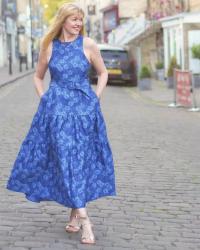 Outfit: Cobalt Dress and Rose Gold Accessories