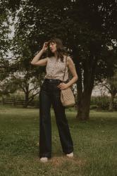 A 70’s Inspired Outfit: Floral Blouse + Wide Leg Denim