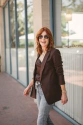 CHOCOLATE BROWN BOYFRIEND BLAZER