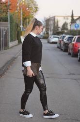 Outfit: Vinyl Leggings & LV Bag