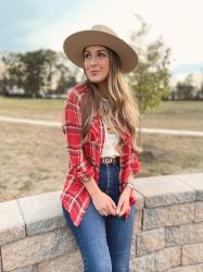 FOUR WAYS TO WEAR THE WALMART $15 PLAID TOP THIS FALL