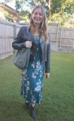 Kmart Dresses, Black Ankle Boots and Blue Balenciaga Day Bag