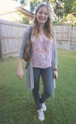Printed tops, Cardigans and Grey Jeans With Chloe Marcie Bag | Weekday Wear Link Up
