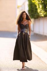 Bustier Top + High Waist A-line Skirt