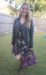 Dresses, Leather Jacket and Balenciaga Purple Work Bag | Weekday Wear Link Up