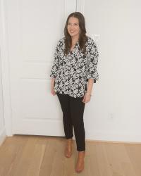 Black and White Popover Blouse