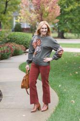Mixing Florals and Corduroy with this Casual Chic Fall Outfit