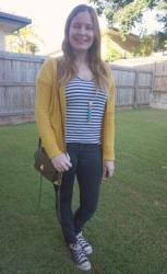  Navy Stripe Outfits and Olive Mini Darren Crossbody Bag