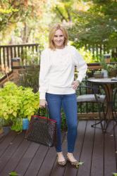 A Positively Pretty Puff Sleeve Sweatshirt with Embroidery