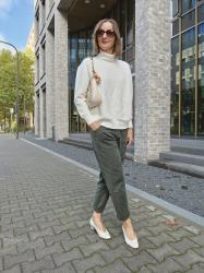 Lässiger Herbstlook in Weiss, Khaki und Pink*