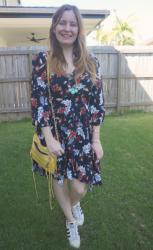 Floral Print Dresses, Sneakers and Yellow Mini 5 Zip Bag | Weekday Wear Link Up