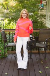 Make a Statement with a Bold Sweater and White Jeans