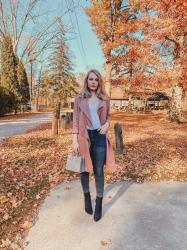 Dusty Pink Duster Coat & A Men’s Leather Jacket