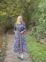 Green Glitter Platform Shoes and Boden Firework Bloom Dress