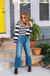 Striped Sweater and Wide-leg Jeans + a Hair Refresh for Fall.
