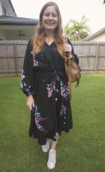 Kmart Printed Midi Dresses With Sneakers and Chloe Marcie Bag