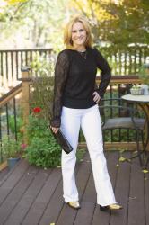 Sticking with Black and White with this Lace top and White Jeans