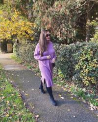 Cosy Purple Jumper Midi Dress Outfit For Autumn