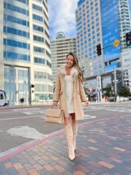 Camel Faux Fur Collar Coat + Winter White