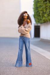 Flared Sleeve Cardigan + Flare Jeans