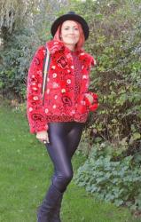 Red Faux Fur Jacket and Faux Leather Leggings + Style With a Smile Link Up