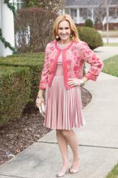 Sitting Pretty in a Pink Velvet Dress for the Holiday Season