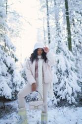All white winter look: Ready for the mountains