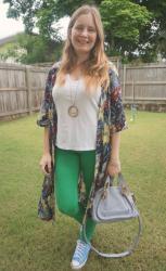 Green and White Outfits With Floral Dusters and Chloe Paraty Bag | Weekday Wear Link Up