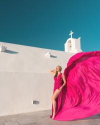 Travel Style: Santorini Flying Dress Photo Shoot