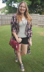 Magenta Bags With Floral Cover Ups And Black And White Shorts Outfits | Weekday Wear Link Up