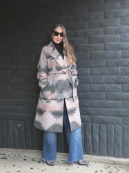 Pink and Gray Aztec Print Coat