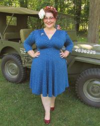 Patriotic Pinup featuring the Karina Dresses Megan Dress in Milky Way Print