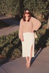 White Knit Dress With A Cropped Cardigan