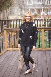 How to Dress like a Star in an Pullover and Faux Leather Pants