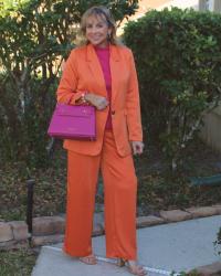 Orange Wide Leg Suit