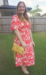 Floral Print Dresses with Bright Rebecca Minkoff Mini 5-Zip Crossbody Bags