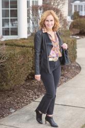 Button Down Bliss with Crop Jeans and a Leather Jacket