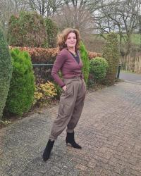 Wearing cargo trousers with a ballet cardigan