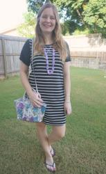 Striped Shift Dresses And Floral Crossbody Bag | Weekday Wear Link Up