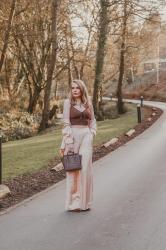 Pretty Lavish Beige Satin Trouser Suit