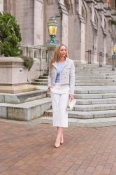 Spring Style: Tweed Crop Jacket + Wide Leg Crop Pants