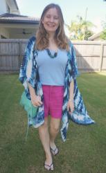 Kmart Linen Shorts Outfits With Plain Tees and Colourful Cover Ups