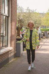 A  lime coloured patterned jacket